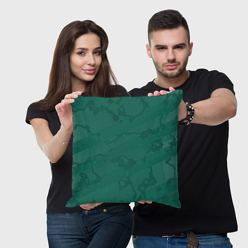Подушка квадратная Серо-зеленые разводы / 3D-принт – фото 3