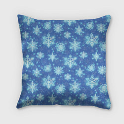 Подушка квадратная Pattern with bright snowflakes, цвет: 3D-принт