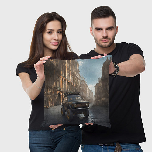 Подушка квадратная Прокаченный внедорожник / 3D-принт – фото 3