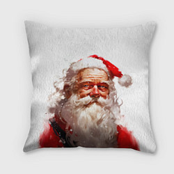 Подушка квадратная Добрый Санта - мазки краски, цвет: 3D-принт