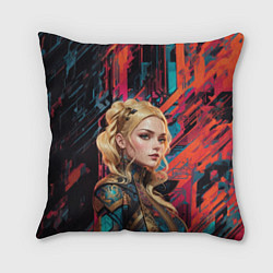 Подушка квадратная Девушка в узорчатой броне, цвет: 3D-принт