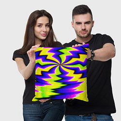 Подушка квадратная Неоновая фрактальная абстракция, цвет: 3D-принт — фото 2