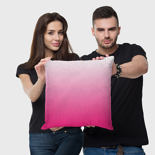 Подушка квадратная Бело-розовый градиент / 3D-принт – фото 3