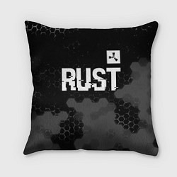 Подушка квадратная Rust glitch на темном фоне посередине, цвет: 3D-принт