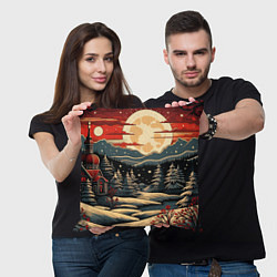Подушка квадратная Зимнее настроение новогодний рисунок, цвет: 3D-принт — фото 2