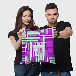 Подушка квадратная Полосы на фиолетовом фоне, цвет: 3D-принт — фото 2