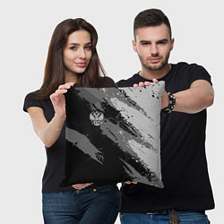 Подушка квадратная Герб РФ - серый монохромный, цвет: 3D-принт — фото 2