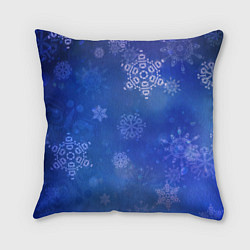 Подушка квадратная Декоративные снежинки на фиолетовом, цвет: 3D-принт