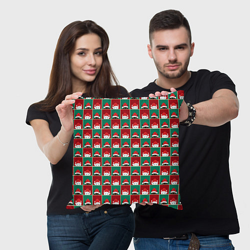 Подушка квадратная Котики в новогодних шапочках / 3D-принт – фото 3