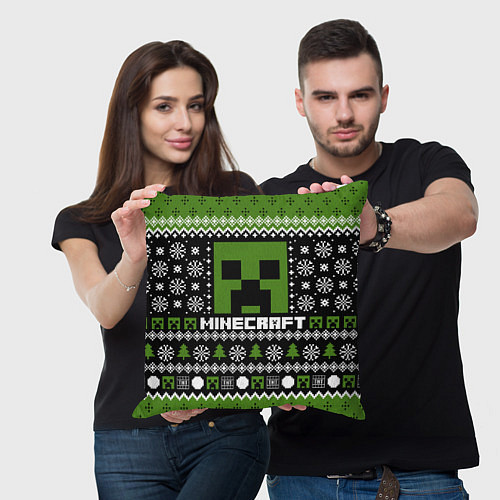 Подушка квадратная Minecraft christmas sweater / 3D-принт – фото 3