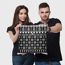 Подушка квадратная CS GO christmas sweater, цвет: 3D-принт — фото 2