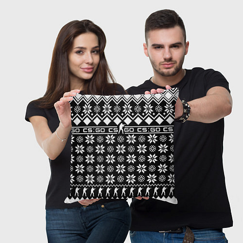 Подушка квадратная CS GO christmas sweater / 3D-принт – фото 3