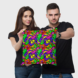 Подушка квадратная Яркие цветные каракули, цвет: 3D-принт — фото 2