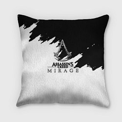 Подушка квадратная Assassins creed mirage чернобелый, цвет: 3D-принт