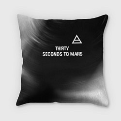 Подушка квадратная Thirty Seconds to Mars glitch на темном фоне посер, цвет: 3D-принт