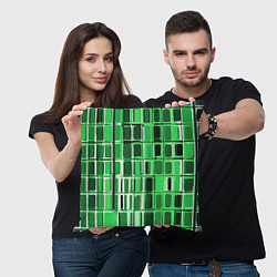 Подушка квадратная Зелёные прямоугольники, цвет: 3D-принт — фото 2