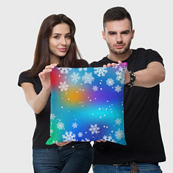 Подушка квадратная Снегопад на Новый год, цвет: 3D-принт — фото 2