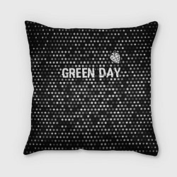 Подушка квадратная Green Day glitch на темном фоне посередине, цвет: 3D-принт