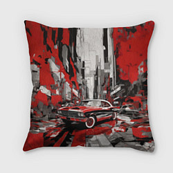 Подушка квадратная Черно-красный автомобиль, цвет: 3D-принт
