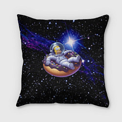 Подушка квадратная Космонавт Гомер Симпсон на пончике - нейросеть, цвет: 3D-принт