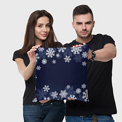 Подушка квадратная Воздушные снежинки, цвет: 3D-принт — фото 2