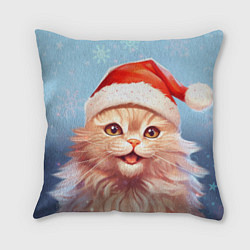 Подушка квадратная New Year with Santa the cat, цвет: 3D-принт