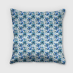 Подушка квадратная Полевые голубые цветы паттерн, цвет: 3D-принт