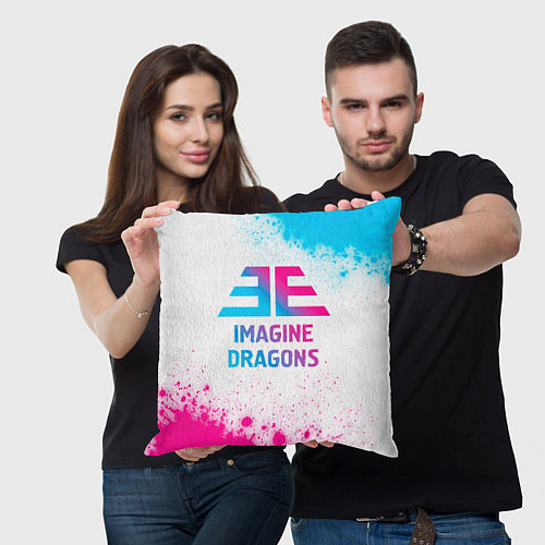 Подушка квадратная Imagine Dragons neon gradient style / 3D-принт – фото 3
