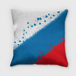 Подушка квадратная Российский триколор, цвет: 3D-принт
