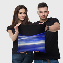 Подушка квадратная Синие волны на черном, цвет: 3D-принт — фото 2