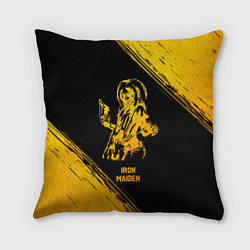 Подушка квадратная Iron Maiden - gold gradient, цвет: 3D-принт