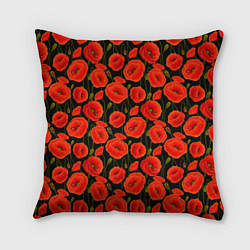Подушка квадратная Полевые цветы маки, цвет: 3D-принт