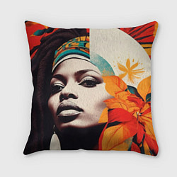 Подушка квадратная Африканская девушка с дредами, цвет: 3D-принт