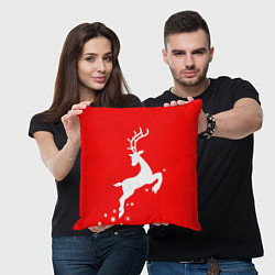 Подушка квадратная Рождественский олень Red and white, цвет: 3D-принт — фото 2