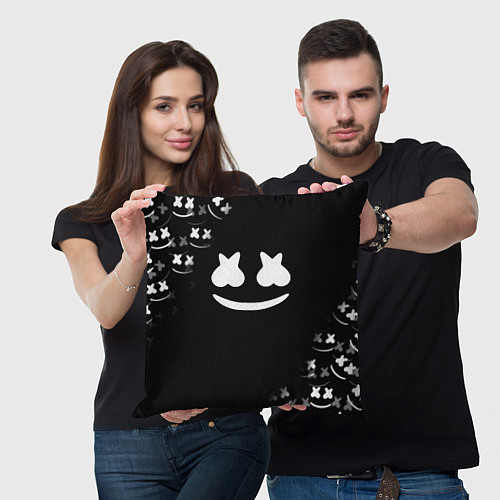 Подушка квадратная Marshmello black collection / 3D-принт – фото 3