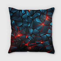 Подушка квадратная Синие плиты с красным разломом, цвет: 3D-принт