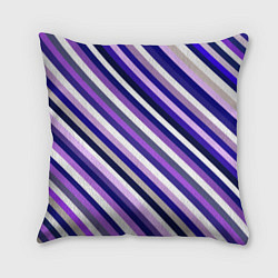 Подушка квадратная Полосы фиолетовые диагональ, цвет: 3D-принт