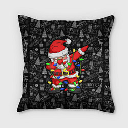 Подушка квадратная Санта Клаус с гирляндой, цвет: 3D-принт