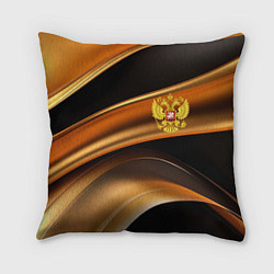 Подушка квадратная Герб России на черном золотом фоне
