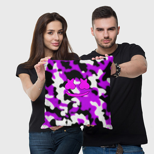 Подушка квадратная Marshmello camo / 3D-принт – фото 3