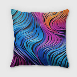 Подушка квадратная Абстрактные неоновые линии, цвет: 3D-принт