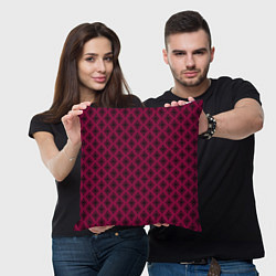 Подушка квадратная Паттерн узоры тёмно-розовый, цвет: 3D-принт — фото 2