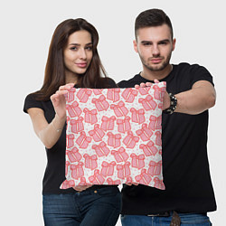 Подушка квадратная Узор с розовыми бантами в горошек, цвет: 3D-принт — фото 2