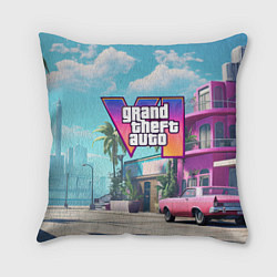 Подушка квадратная GTA 6 Vice city, цвет: 3D-принт