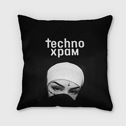 Подушка квадратная Techno храм монашка в маске, цвет: 3D-принт