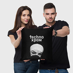 Подушка квадратная Techno храм монашка в маске, цвет: 3D-принт — фото 2