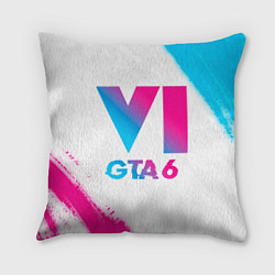 Подушка квадратная GTA 6 neon gradient style, цвет: 3D-принт