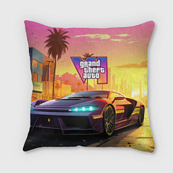Подушка квадратная Auto GTA 6, цвет: 3D-принт