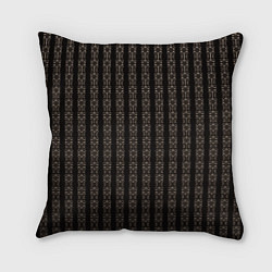 Подушка квадратная Тёмно-коричневый полосатый с узором, цвет: 3D-принт