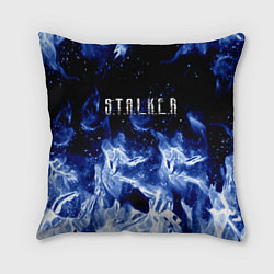 Подушка квадратная Stalker огненный синий стиль, цвет: 3D-принт